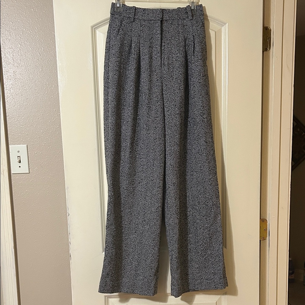 Gray Wide-Leg Trousers
